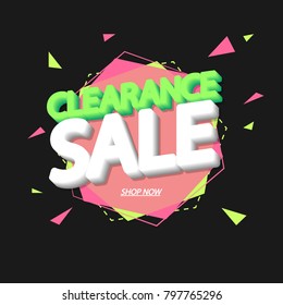 Clearance Sale, banner design template, app icon, discount tag, vector illustration 