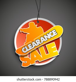 Clearance sale banner in pop-art style with silhouette snowboarder. Vector Illustration inventory sale winter sports background. Discount extreme entertainment snowboarder icon