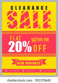 Clearance Sale Banner, Sale Poster, Sale Flyer, Sale Vector. 25% Off, Sale Background, New Arrivals. Vector illustration.
