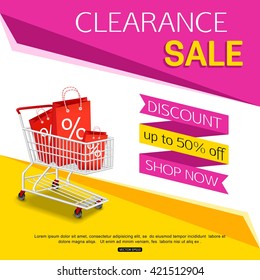 Clearance Sale Banner for shop. Vector illustration
