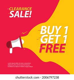 clearance sale banner template. buy 1 get 1 free. time limited offer