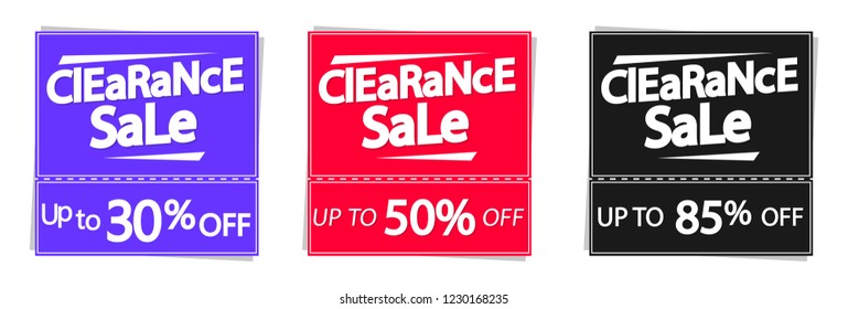 Clearance Sale banners design template, discount tags, vector illustration