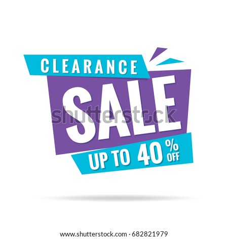 Clearance Sale blue purple 40 percent heading design for banner or poster. Sale and Discounts Concept. Vector illustration.