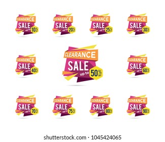 Clearance Sale Discount Banner Label Set