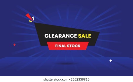 Liquidação Venda Final Stock web banner arte vetorial ilustração ícone rótulo preto cinza vermelho formas escuro luz azul sol abstrato moderno plano de negócios design único olho captura