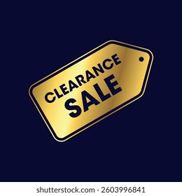 Clearance Sale Golden Discount Tag Icon Vector Template