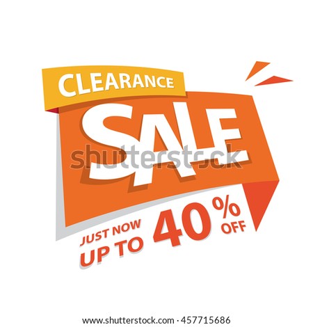 Clearance Sale orange tag 40 percent off heading design for banner or poster. Sale and Discounts Concept. Vector illustration.