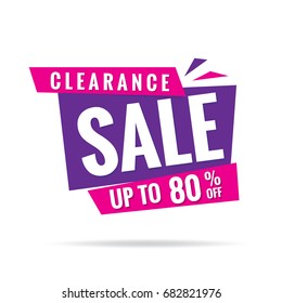 Clearance Sale Pink Purple 80 Percent Heading Design For Banner Or Poster. Sale And Discounts Concept. Vector Illustration.