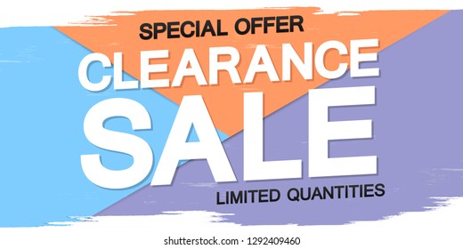 Clearance Sale, poster design template, horizontal banner, special offer, vector illustration