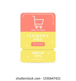 Clearance Sale Ticket Concept. For your Brand, object for Banner, flyer, brochure, and etc.