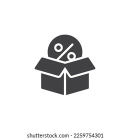 Clearance sale vector icon. filled flat sign for mobile concept and web design. Box and percentage sign glyph icon. Symbol, logo illustration. Vector graphics