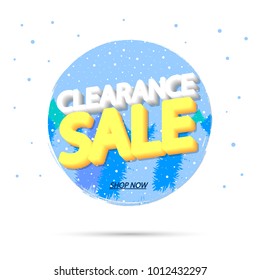 Clearance Sale, Winter discount tag, banner design template, app icon, vector illustration