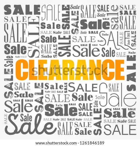 Clearance sale word cloud collage, business concept background
