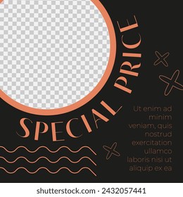 Clearance or special price on products in store or shop. Discounts and deals, offers for clients and customers. Promotional banner or advertisement with transparent frame. Vector in flat style