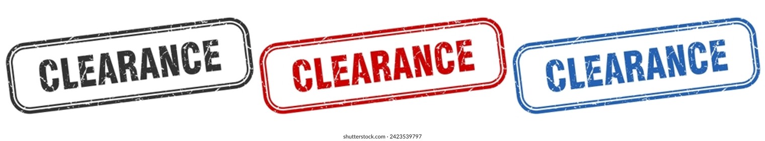 clearance square isolated sign set. clearance stamp