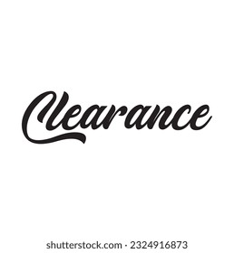Clearance text on white background.