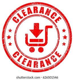 Clearance vector rubber stamp isolated on white background