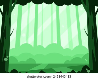 Despejado en el bosque en un día soleado de verano. Vector gráfico