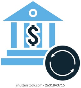 Clearing house finance icon vector for transaction processing, trade settlements, and financial system structure. Ideal for banking, payment flow, and institutional finance design.
