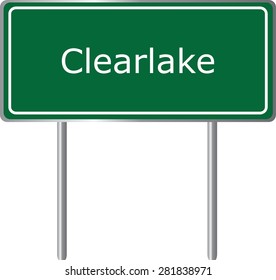 Clearlake , California, road sign green vector illustration, road table, USA city