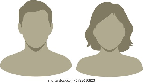 Clearly defined flat icons of an anonymous man and woman, often used as default user images in various digital environments.