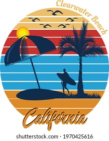 Clearwater Beach California T Shirt Design