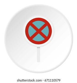 Clearway sign icon in flat circle isolated vector illustration for web