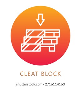 Cleat Block Gradient Fill Icon, Mini Illustration Relate To Carpentry, Wood Industry. Use For Modern Concept, Ui, Ux Web And App Development.