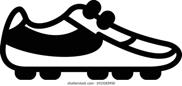  Cleat Footwear Vector line Icon Design, Base ball Symbol on white background, bat and ball game Sign, Sports equipment Stock, Studeded Shoes Concept,