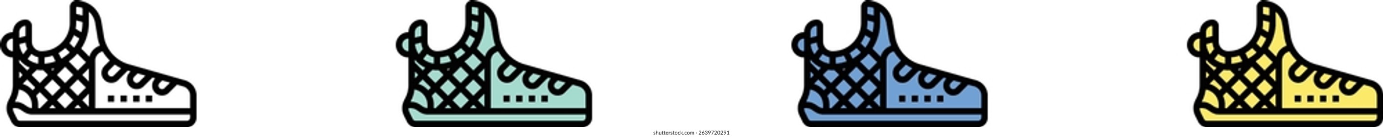 cleats icon. Outline, Green, Blue and Yellow Style Design Isolated On White Background