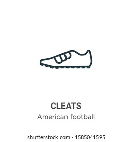 Cleats outline vector icon. Thin line black cleats icon, flat vector simple element illustration from editable american football concept isolated on white background