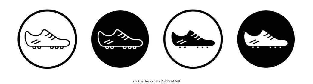 Cleats vector icon set black filled and outlined style.