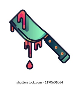 Cleaver with blood vector illustration in gradient design