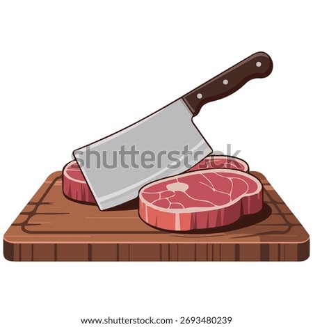 Cleaver butcher knife meat vector isolated white background