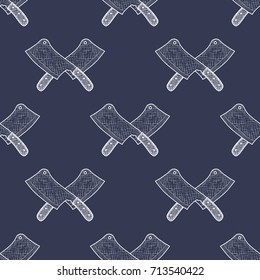 Cleaver Butcher Knives Seamless Pattern Background. Vector illustration