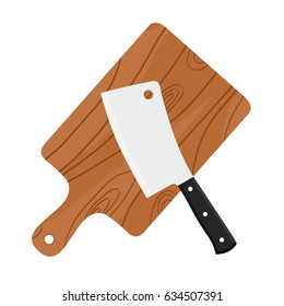 Piece of raw meat on chopping Board. Chops and ingredients. Cooking food.  Kitchen and restaurant elements. Flat cartoon illustration. Fresh pork and  knife 18964750 Vector Art at Vecteezy