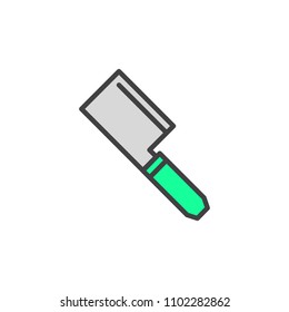 Cleaver filled outline icon, line vector sign, linear colorful pictogram isolated on white. Kitchen hatchet symbol, logo illustration. Pixel perfect vector graphics