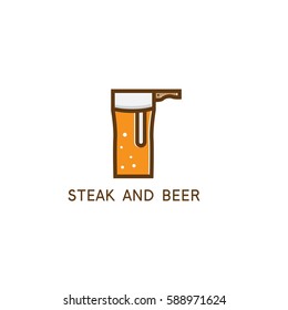 cleaver and a glass of beer vector design template