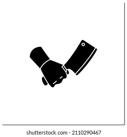 Cleaver glyph icon. Large knife. Rectangular-bladed meat hatchet. Kitchen tools concept. Filled flat sign. Isolated silhouette vector illustration