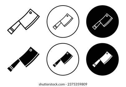 Cleaver or hatchet icon. kitchen cutter utensil symbol set. Cooking chopper knife vector sign. Steel cleaver ax blade line logo. Cutlery hatchet chopper icon.