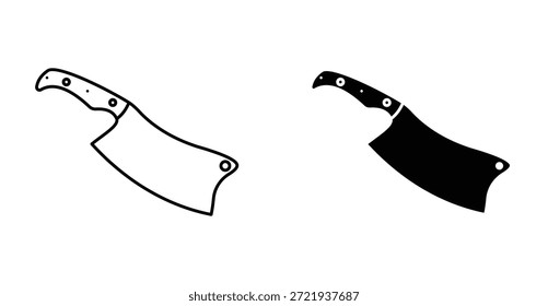 Cleaver, icono de hacha. Línea con trazo editable y plano para el Web