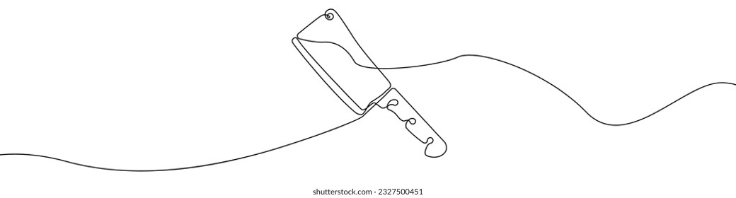 Cleaver icon line continuous drawing vector. One line Cleaver icon vector background. kitchen knife icon. Continuous outline of a chef's knife icon.