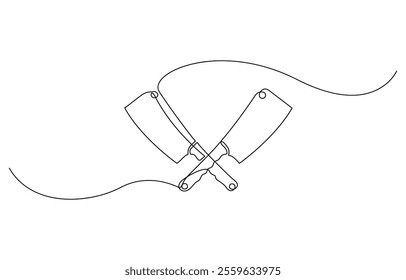 Cleaver icon line continuous drawing vector. One line Cleaver icon vector background, continuous line butcher knife.one line drawing of butcher knife.