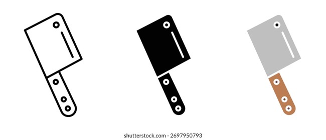 Cleaver icon set vector on white background.  butcher, meat, cut, chop, kitchen, symbol.