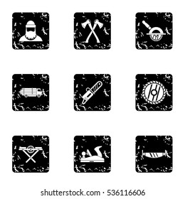 Cleaver icons set. Grunge illustration of 9 cleaver vector icons for web
