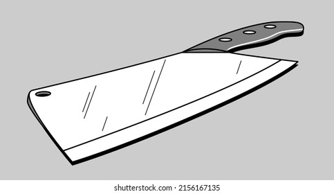 Messer, Messer, Fleischschneiden, einzelne Vektorgrafik, bearbeitbare Linie, Schwarz-Weiß-Farbe