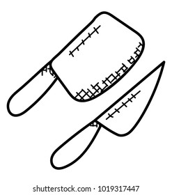 
Cleaver and knife, cutting tool doodle icon
