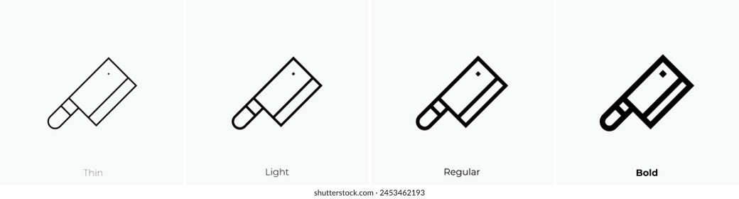 icono de cuchillo de cuchilla. Diseño de estilo fino, ligero, regular y audaz aislado sobre fondo blanco