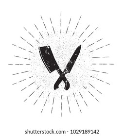 Cleaver and knife icon. Vector illustration. 