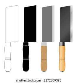 Cleaver knife isolated vector on white background. This cutting tool is used for pounding, mincing, dicing, and slicing of a variety of other foods.